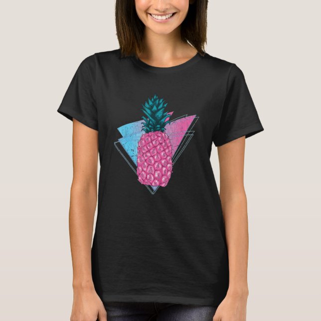 T-shirt 90s Vaporwave Tropical Summer Fruit Synthwave Pine (Devant)