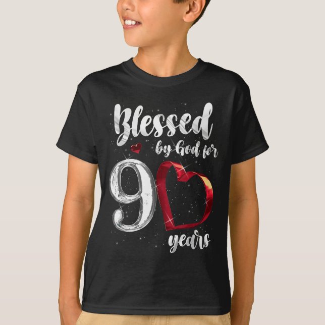 T-shirt 90th Birthday Blessed By God For 90 Years Birthday (Devant)