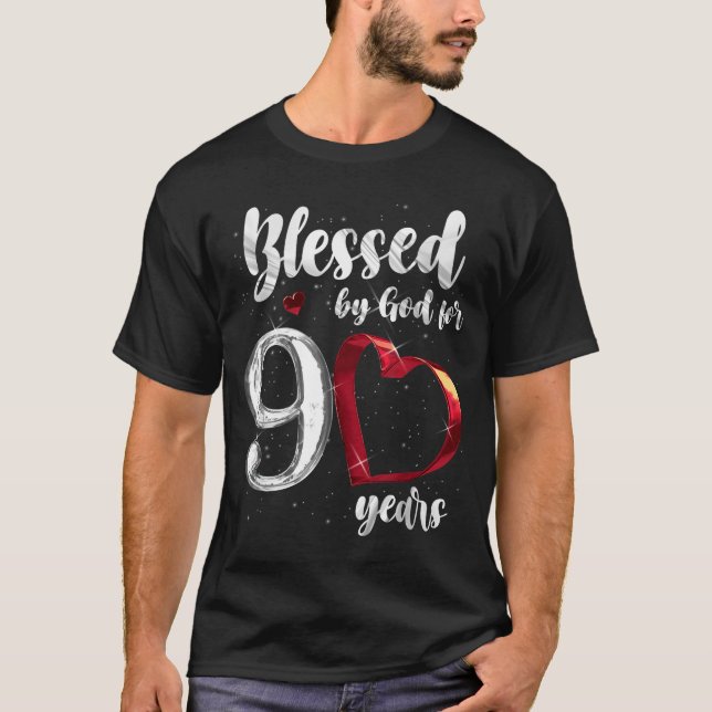 T-shirt 90th Birthday Blessed By God For 90 Years Birthday (Devant)