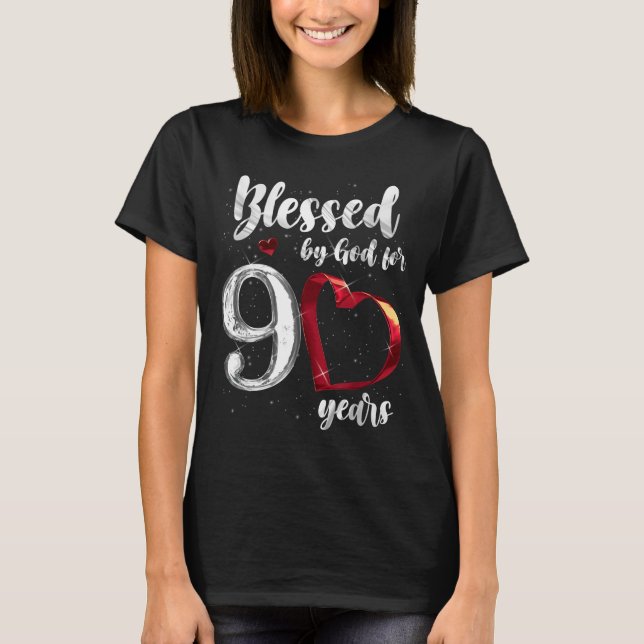T-shirt 90th Birthday Blessed By God For 90 Years Birthday (Devant)