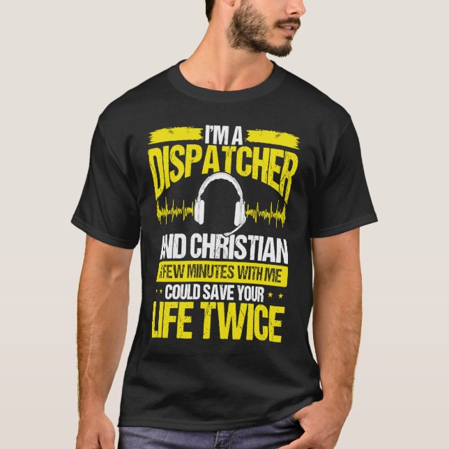 T-shirt 911 Dispatcher Christian Thin Gold Line Dispatch O (Devant)