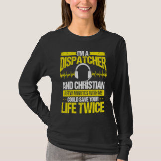 T-shirt 911 Dispatcher Christian Thin Gold Line Dispatch O