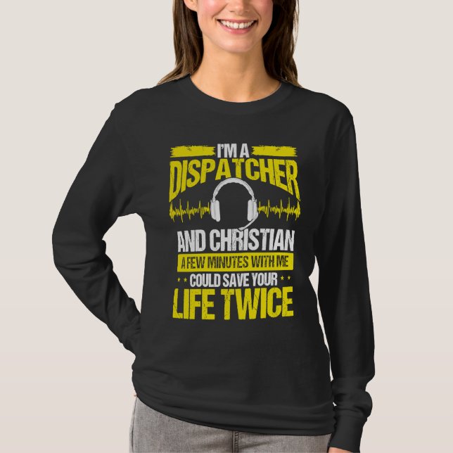 T-shirt 911 Dispatcher Christian Thin Gold Line Dispatch O (Devant)