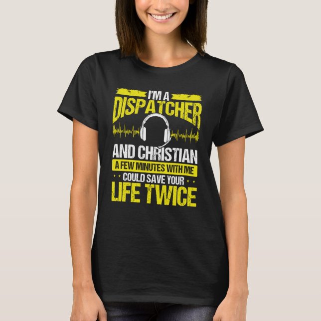 T-shirt 911 Dispatcher Christian Thin Gold Line Dispatch O (Devant)
