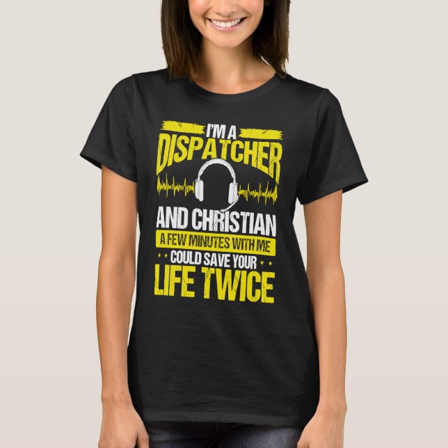 T-shirt 911 Dispatcher Christian Thin Gold Line Dispatch O (Devant)