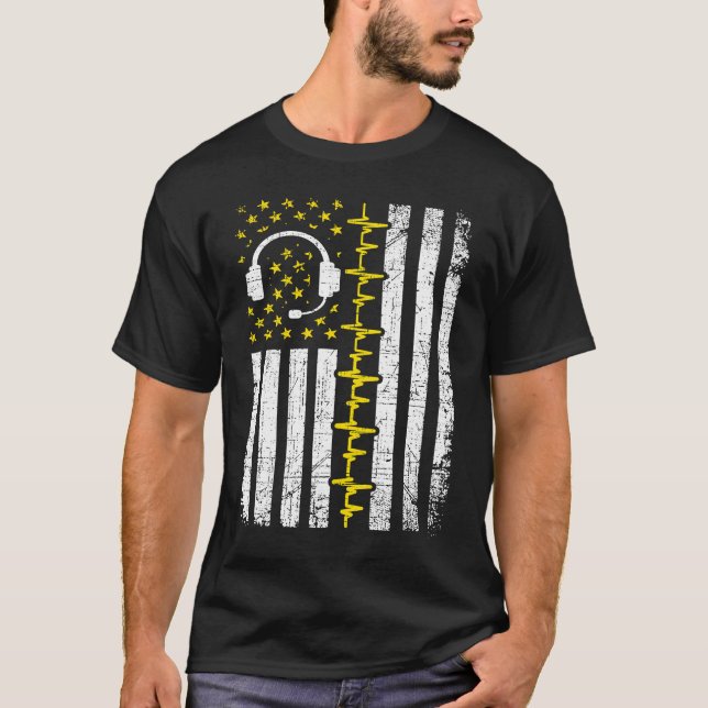 T-shirt 911 Dispatcher Flag Emergency Responder Police Dis (Devant)