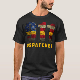 T-shirt 911 Dispatcher Patriotic USA Drapeau mince Gold Li