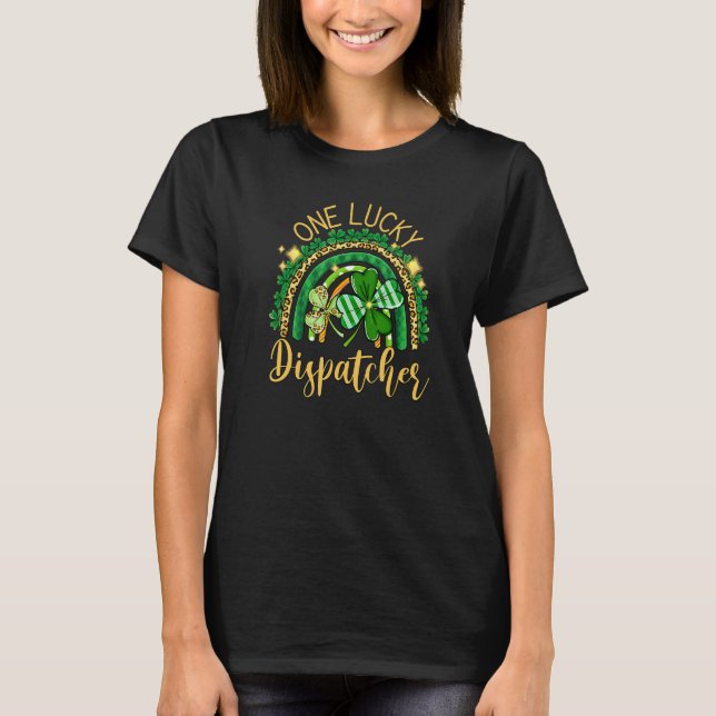 T-shirt 911 Dispatcher  Thin Gold Line St Patricks Day (Devant)