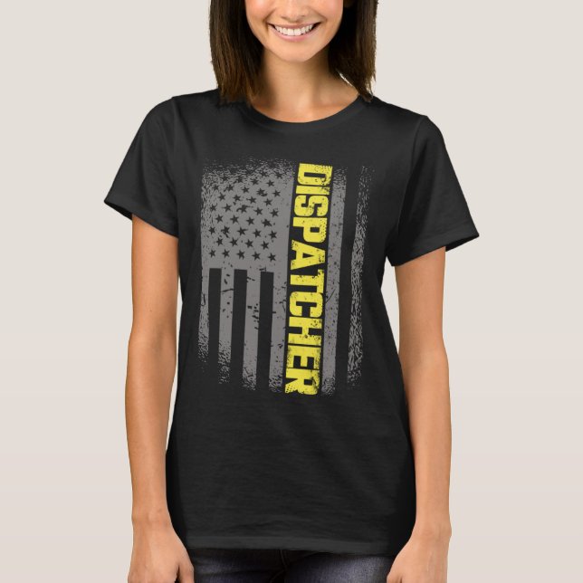 T-shirt 911 Dispatcher Thin Gold Line US Flag Emergency Di (Devant)