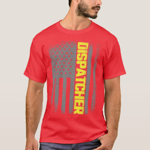 T-shirt 911 Dispatcher Thin Gold Line US Flag Emergency Di