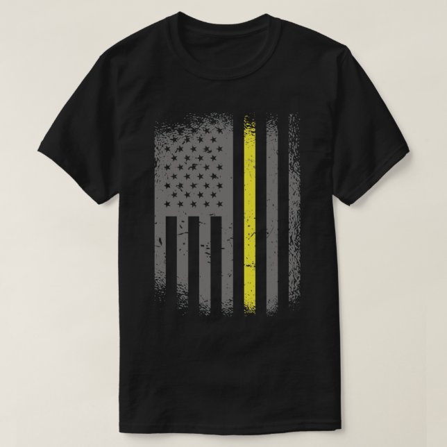 T-shirt 911 Dispatcher Thin Gold Line US Flag Emergency Di (Design devant)