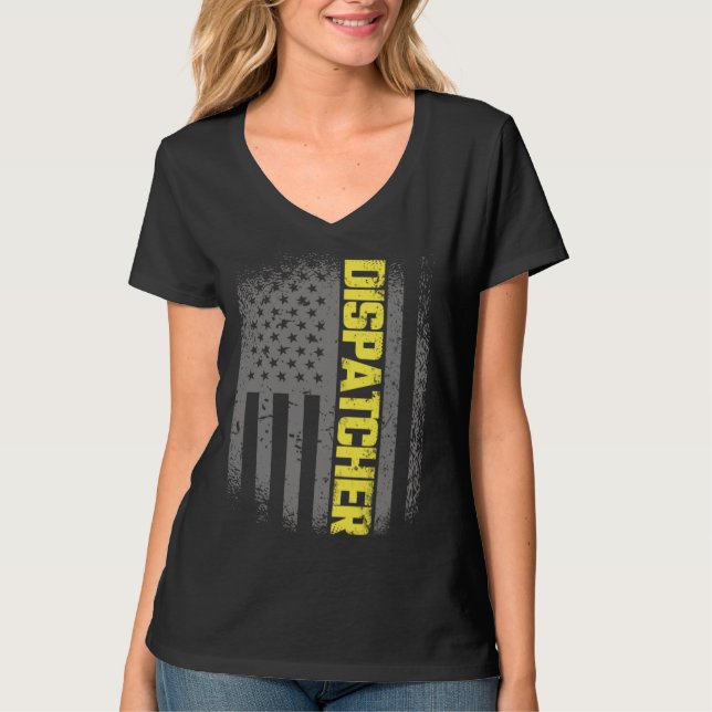 T-shirt 911 Dispatcher Thin Gold Line US Flag Emergency Di (Devant)