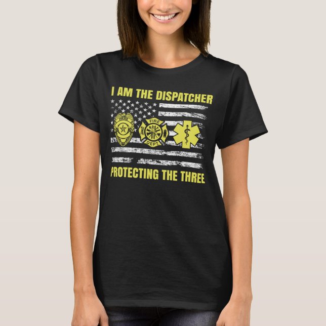 T-shirt 911 Dispatcher Thin Yellow Line Dispatch US Americ (Devant)