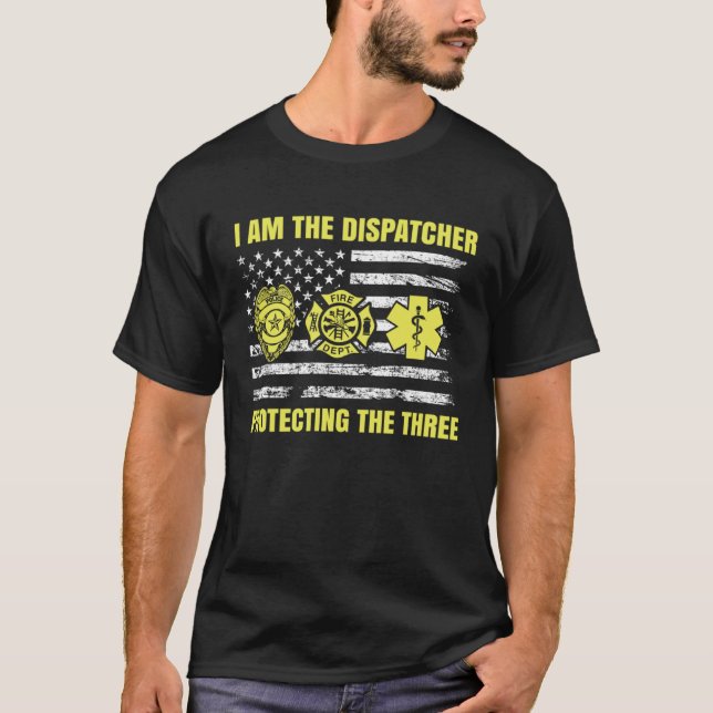 T-shirt 911 Dispatcher Thin Yellow Line Dispatch US Americ (Devant)