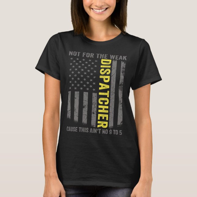 T-shirt 911 Dispatcher US Flag Thin Gold Line Emergency Di (Devant)