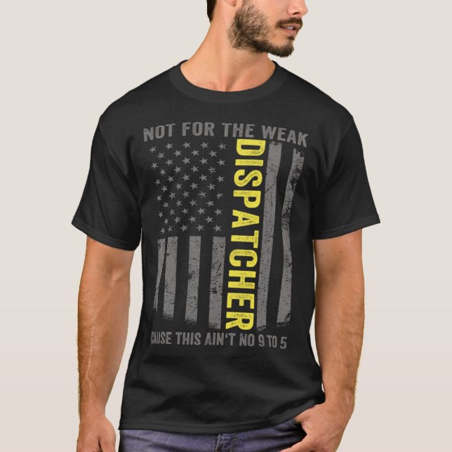 T-shirt 911 Dispatcher US Flag Thin Gold Line Emergency Di (Devant)