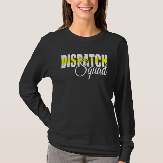 T-shirt 911 Dispatcher Usa Drapeau mince ligne jaune (Devant)