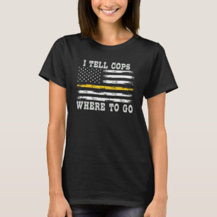 T-shirt 911 Dispatcher Usa Drapeau mince ligne jaune I Tel