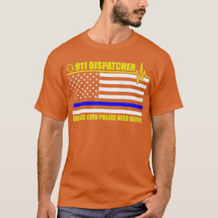 T-shirt 911 Dispatcher Week Drapeau Américain Bleu Mince E
