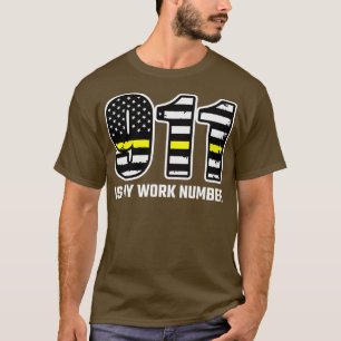 T-shirt 911 Est Mon Numéro De Travail Thin Gold Line 911 D