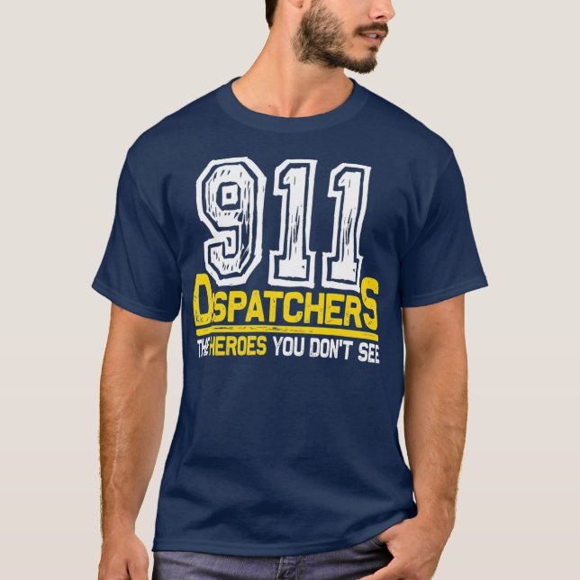 T-shirt 911 Héros Dispatcher Partout Les Hommes (Devant)