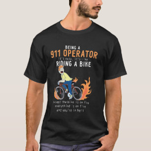T-shirt 911 Opérateur Comme À Riding Vélo Cycliste Funny L