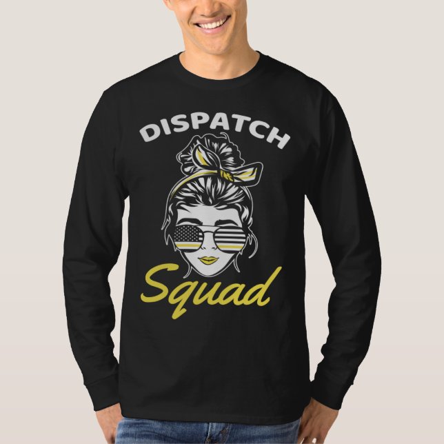T-shirt 911 Squad Dispatcher Thin Yellow Line Dispatch Ame (Devant)