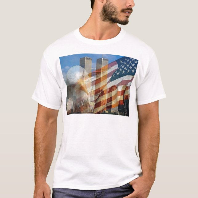 T-shirt 911 tours de drapeau d'aigle (Devant)