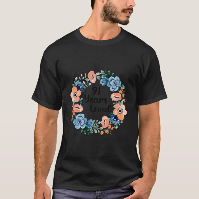 T-shirt 91 Ans Maman aimée Mamie 91 91e (Devant)