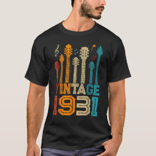 T-shirt 91e anniversaire Vintage 1931 Guitare guitariste