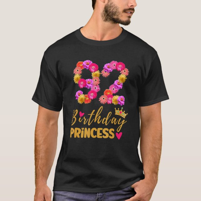 T-shirt 92 Anniversaire Princesse Flower Son 92e B (Devant)