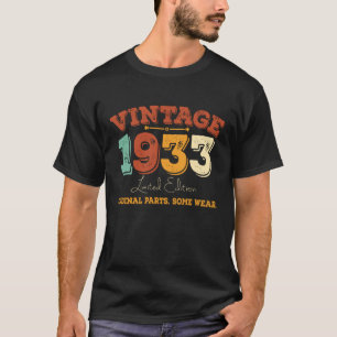 T-shirt 92 ans 1933 Vintage 92e anniversaire Cadeau
