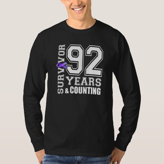 T-shirt 92 Ans Survivant Je Porte Violet Ribbon Lupus Awar (Devant)