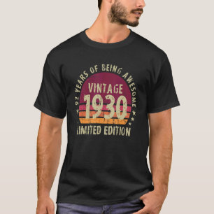 T-shirt 92 ans Vintage 1930 92e anniversaire
