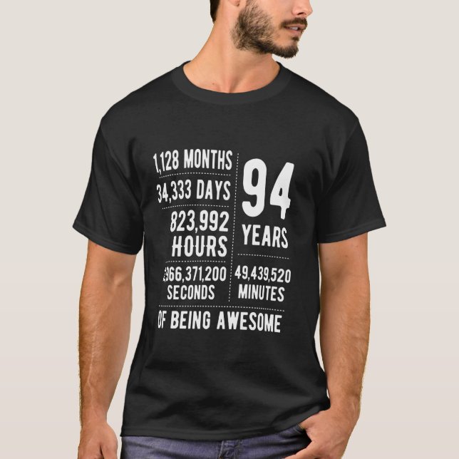 T-shirt 94th Birthday Men Women Funny 94 Years Old (Devant)