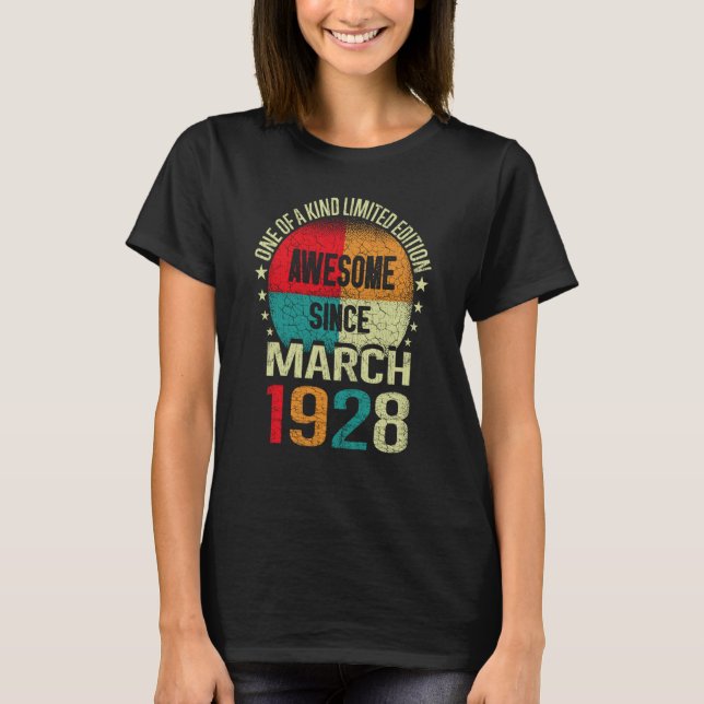 T-shirt 95 Année stupéfiante depuis mars 1928 95ème Birt V (Devant)
