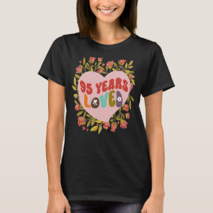 T-shirt 95 ans aimé femmes fête anniversaire rétro fl