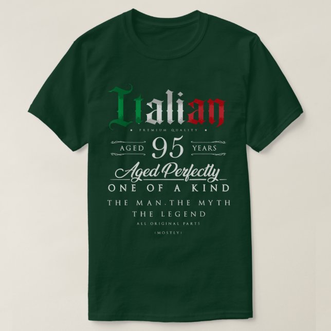 T-shirt 95e Birthday Poison Italian Age 95 years old born (Design devant)