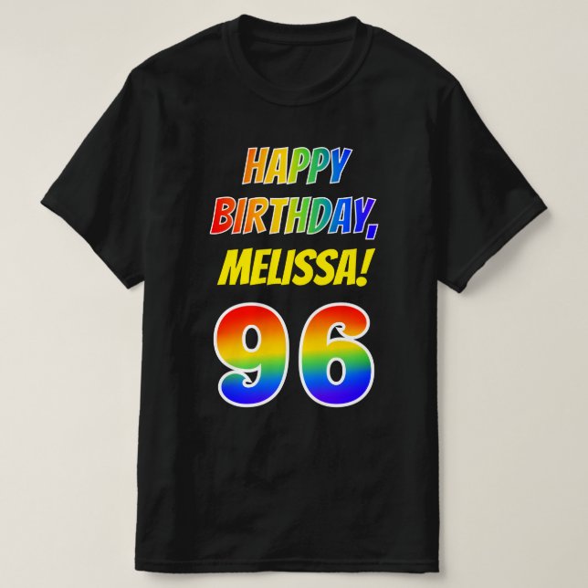 T-shirt 96e anniversaire — Bold, Fun, Rainbow 96, Nom pers (Design devant)