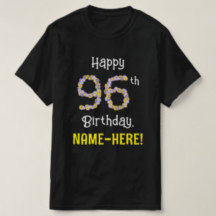 T-shirt 96e anniversaire : Fleurs florales Numéro "96" + N