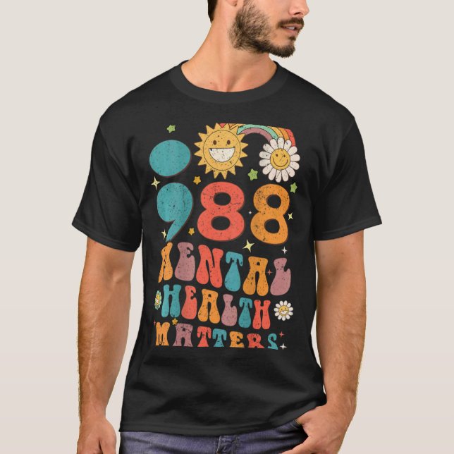 T-shirt 988 Mental Health S Suicide Prevention Retro  (Devant)