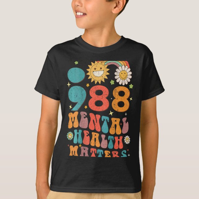 T-shirt 988 Mental Health S Suicide Prevention Retro  (Devant)