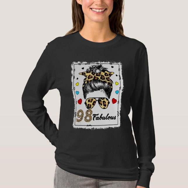 T-shirt 98 Ans Fabuleux Messy Bun Leopard 1924 (Devant)