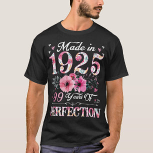 T-shirt 99 Ans Fabriqué En 1925 Floral 99E Anniversaire Ca