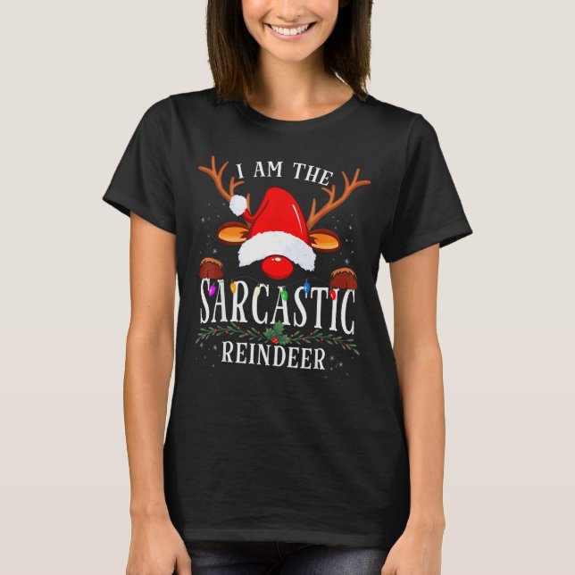 T-shirt 99 I Am The Sarcastic Reindeer Uni-adults Black Co (Devant)