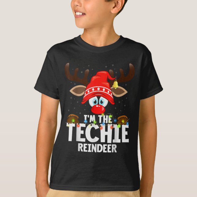 T-shirt 99 Matching Christmas Reindeer - I'm The Techie -  (Devant)