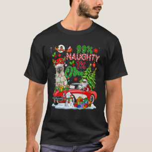 T-shirt 99% Naughty 1 Nice Reindeer Chat Avec Père Noël
