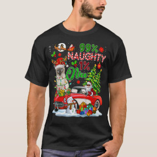 T-shirt 99% Naughty 1 Nice Reindeer Chat Avec Père Noël
