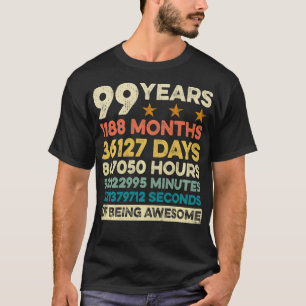 T-shirt 99e anniversaire vintage Cadeau 99 ans 1188 mois