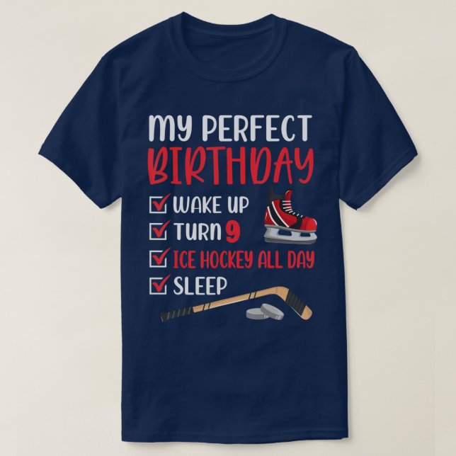 T-shirt 9 An Old Ice Hockey Party Anniversaire 9e Garçon A (Design devant)